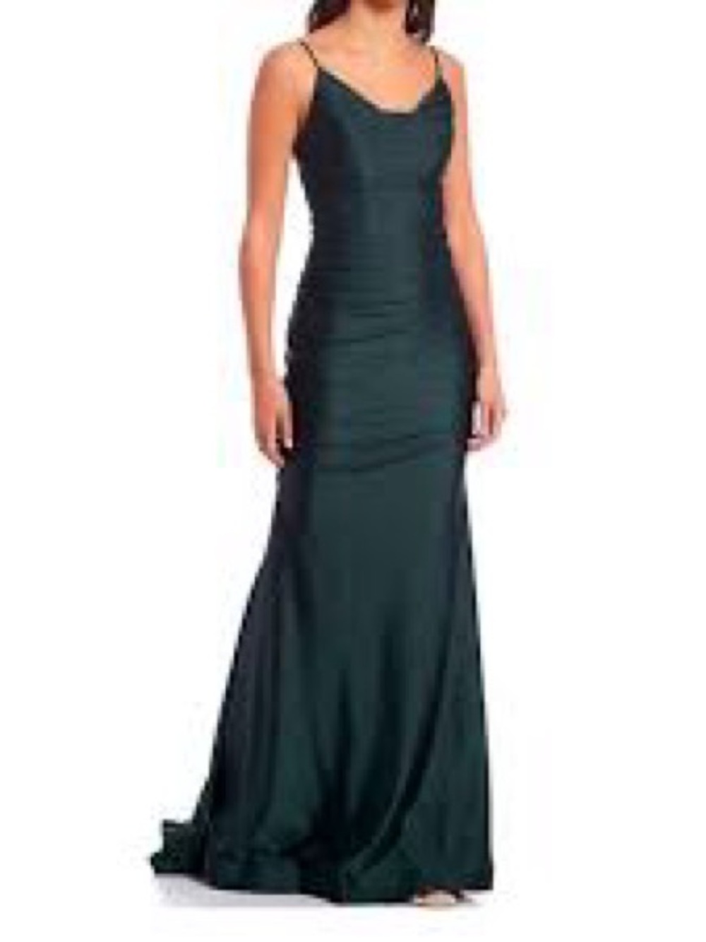 B Darlin Emerald Green Satin Maxi Dress